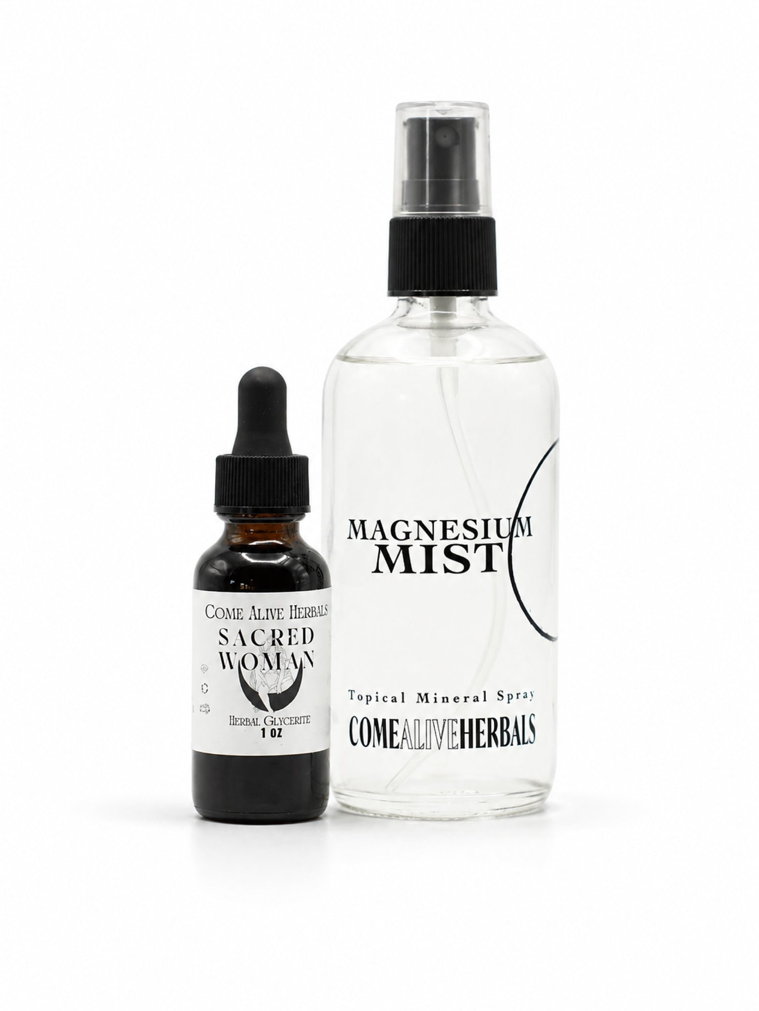 come alive herbals hormone balancing bundle with magnesium mist and sacred woman tincture