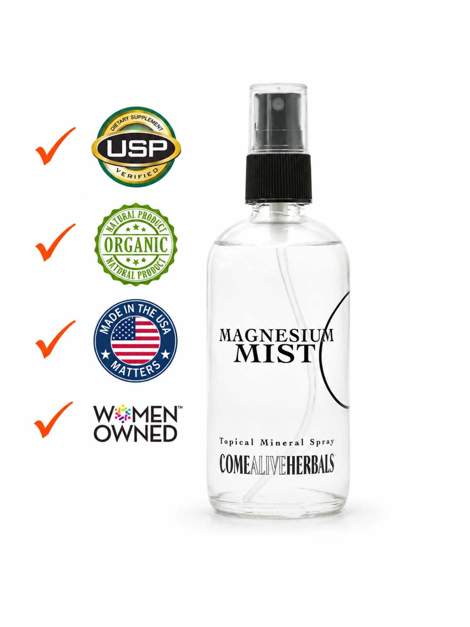 Magnesium Mist ingredients including lavender, ylang ylang, geranium, and cedarwood essential oils