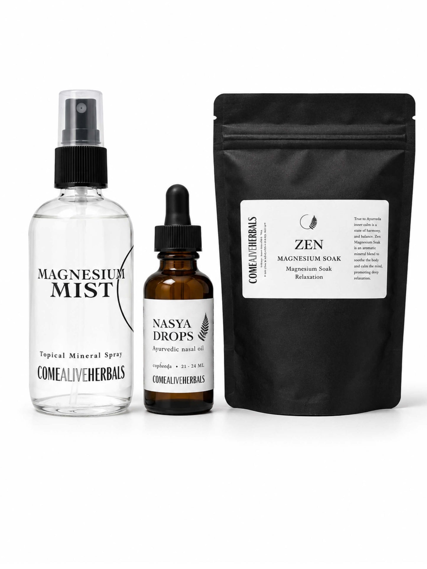 A calming ritual to soothe the nervous system and restore deep rest.
This intentional bundle pairs Magnesium Mist, Nasya Lavender, and Zen Soak to help quiet the mind, release tension, and support nervous system regulation from the inside out. Designed to promote relaxation and sensory grounding, this trio supports stress relief, breath clarity, and full-body calm through simple daily and evening rituals.