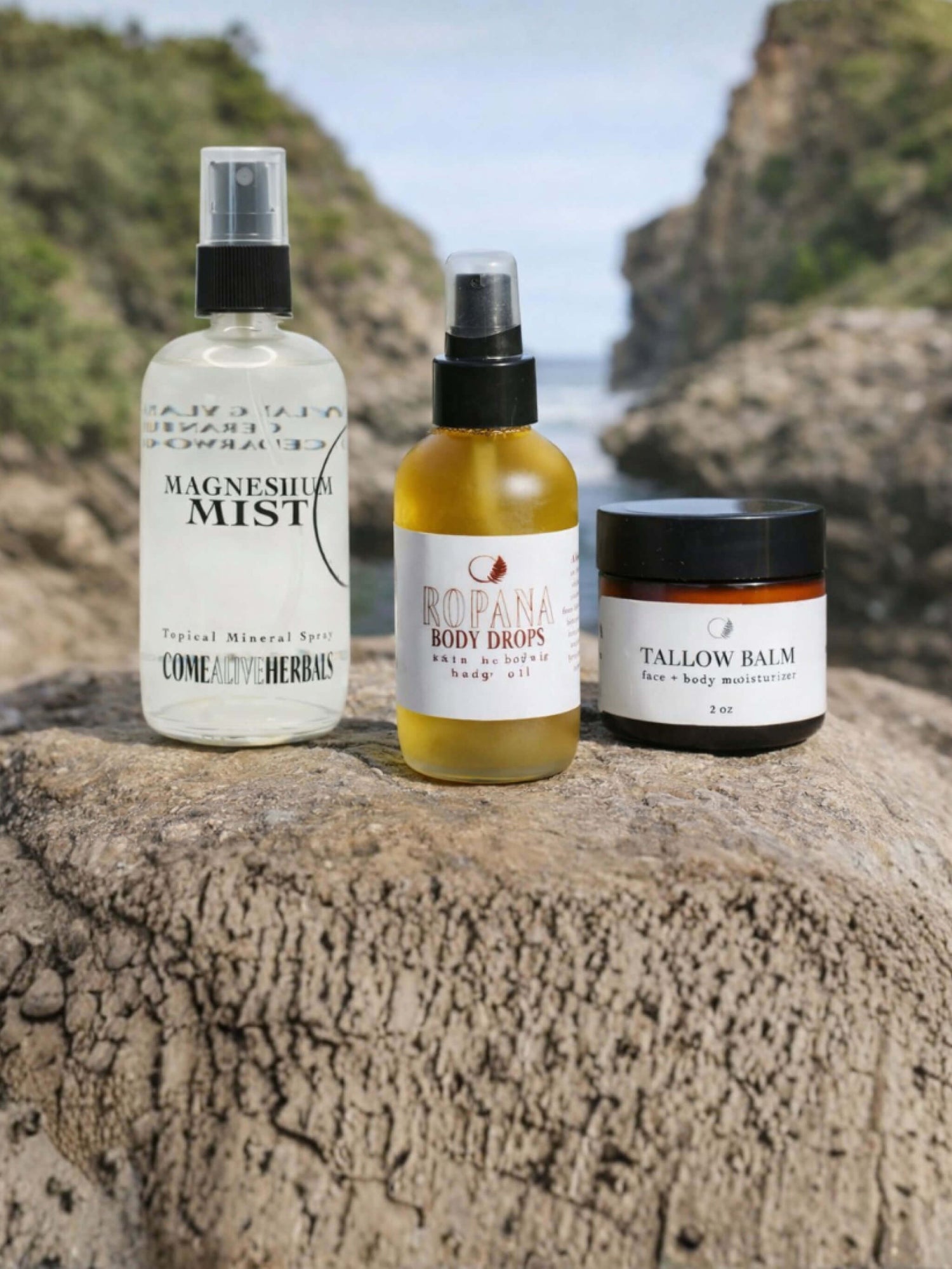 Love Your Skin Ritual Bundle with Magnesium Mist, Ropana, and Tallow Balm for deep hydration and skin repair